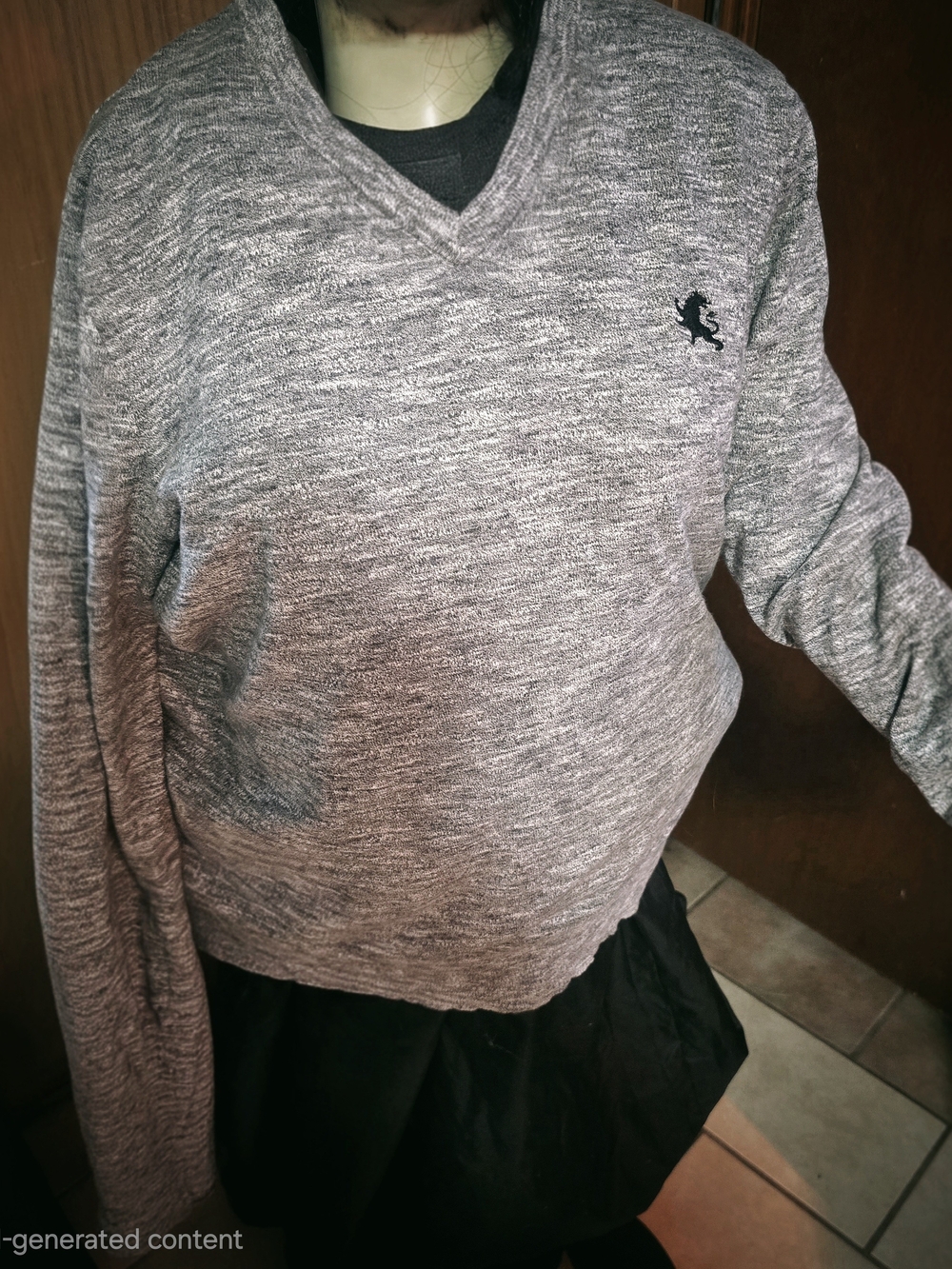 Express Men's Marled Grey V-Neck Pullover Sweater